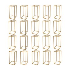 Gold 20 PCS Geometric Flower Stand For Wedding, Flower Stand 9.45*9.45*23.62 in