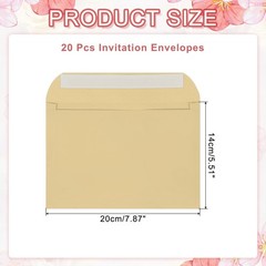20 Pcs A7 Self Sealing Invitation Envelopes 7.8×5.5 Inch Brown