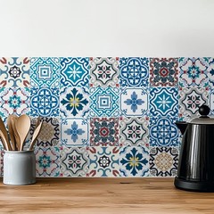 30 Pack, 4×4 Inch Eclectic Mediterranean Tile Stickers, Colorful Mosaic Peel …