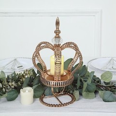 13″ Gold Metal Crown Spiral Pillar Votive CANDLE HOLDER Stand Centerpiece Party
