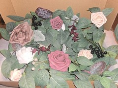 Ling’s Moment 5FT Dusty Rose & Mauve Flower Garland w/ Eucalyptus Leaves