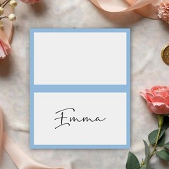 25 PCS Dusty Blue Border Place Cards Blank Name Card Banquet Events04