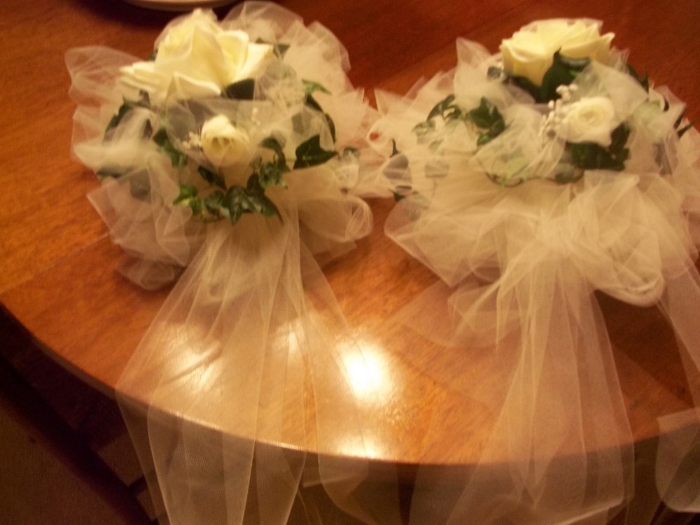 RUSH ORDER IVORY WEDDING BOWS SET OF 14 (TULLE) FOR PEWS