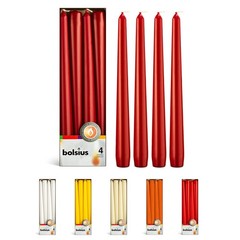 BOLSIUS Dark Red Taper Candles – 4 Pack Unscented 10 Inch 10 inch,