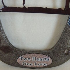 Western Wedding Metal Horseshoe Blue Denim Cowboy Couple Ringbearer/Wallhanging