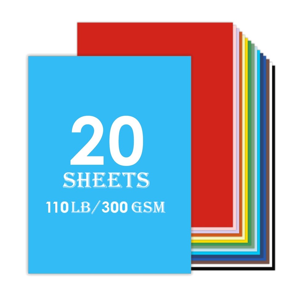 110lb Colored Cardstock, 20sheets 8.5 x 11 Heavy x 11 inches, colored