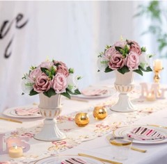 Pink White Rose Floral 10” Centerpieces Set Of 2