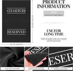 Reusable Black & White Reserved Signs for Weddings – Pack of 12 Durable Markers