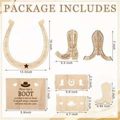 Wedding Guest Book Alternative, Wooden Western Cowboy Wedding Decorations for…