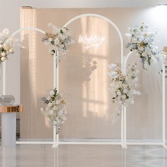 3 White Metal Arch Backdrop Stand Frame for Wedding Birthday Ceremony Graduation