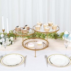 CLEAR GOLD 23″ Round 3 Tier Metal Cake DESSERT STAND Acrylic Plates Party Events