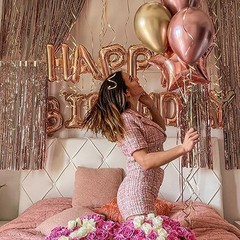 Foil Curtain 2 pcs, 3.3×6.6 ft Metallic Brown Tinsel Curtains, Brown-9012