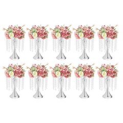 Modern Flower Stands Silver Wedding Decor Crystal Flower Stand Round 10 PCS