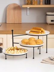 Kanwone 3 Tiered Serving Stand with White Porcelain 10 Inch, and Black