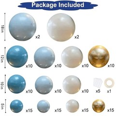 Dusty Blue Balloons Garland Kit, Fog Blue Royal Blue Pastel Blue Sand Blue Gold