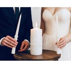 Unity Candle Set for Wedding Ceremony & Reception – 6” Pillar & Two