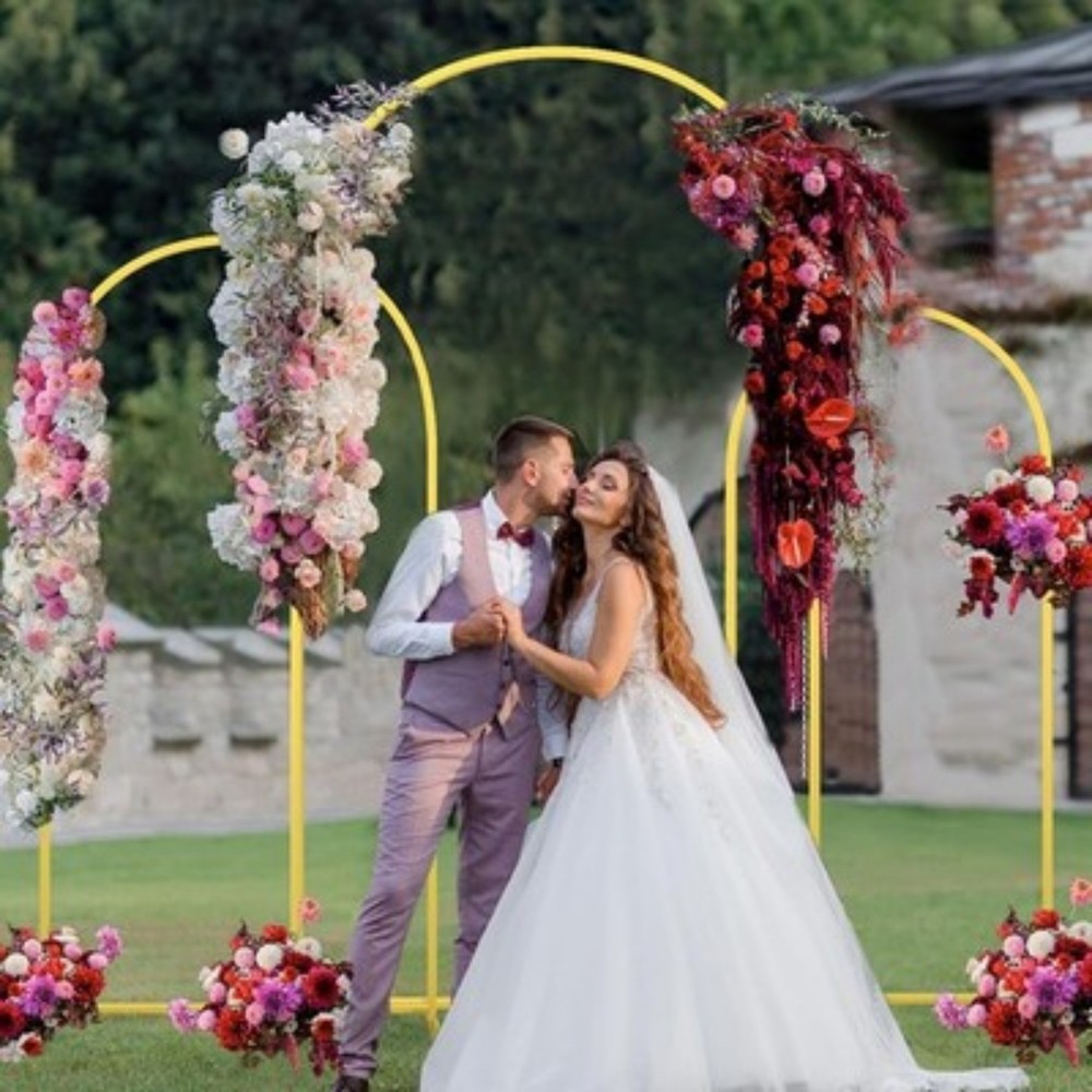 Set of 3 Metal Arch Backdrop Stand Wedding Frame for Birthday Party 7.2/6.6/6FT