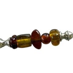 Wedding Cake Server Set & Ice Cream Scoop w/Amber Glass Beaded Handles India EUC