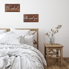 Blulu 2 Pieces He Asked She Said Yes Sign Wedding Engagement Brown, White
