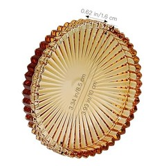 3.8 Inch Glass Pillar Candle Holder Set Pack 2 Gear Round Plate 2 Pcs Amber