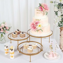 Gold Clear 23″ Round 3 Tier Metal Cake Dessert Stand Acrylic Plates Party Events