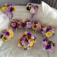 Wedding flowers bridal bouquets decoration sunflowers lavender purple or u pick