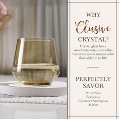 Amber Stemless Wine Glasses Set of 6-14oz Classic Design for Drinking, Amber …