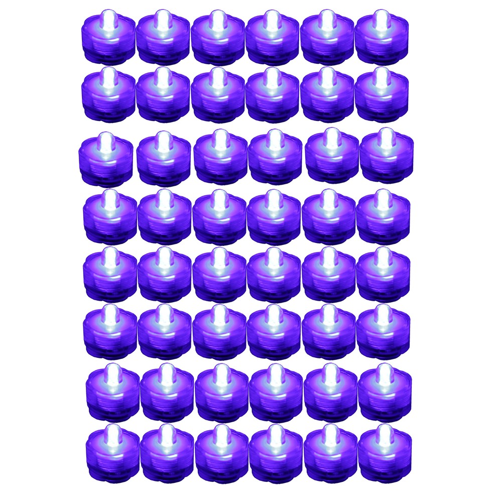 PURPLE 48 Pack ~ Submersible Waterproof Battery LED Tea Light ~ Wedding Decorati