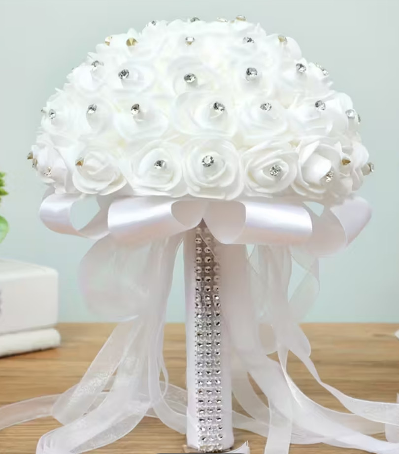 Wedding Bouquet Is a White Floral Arrangement