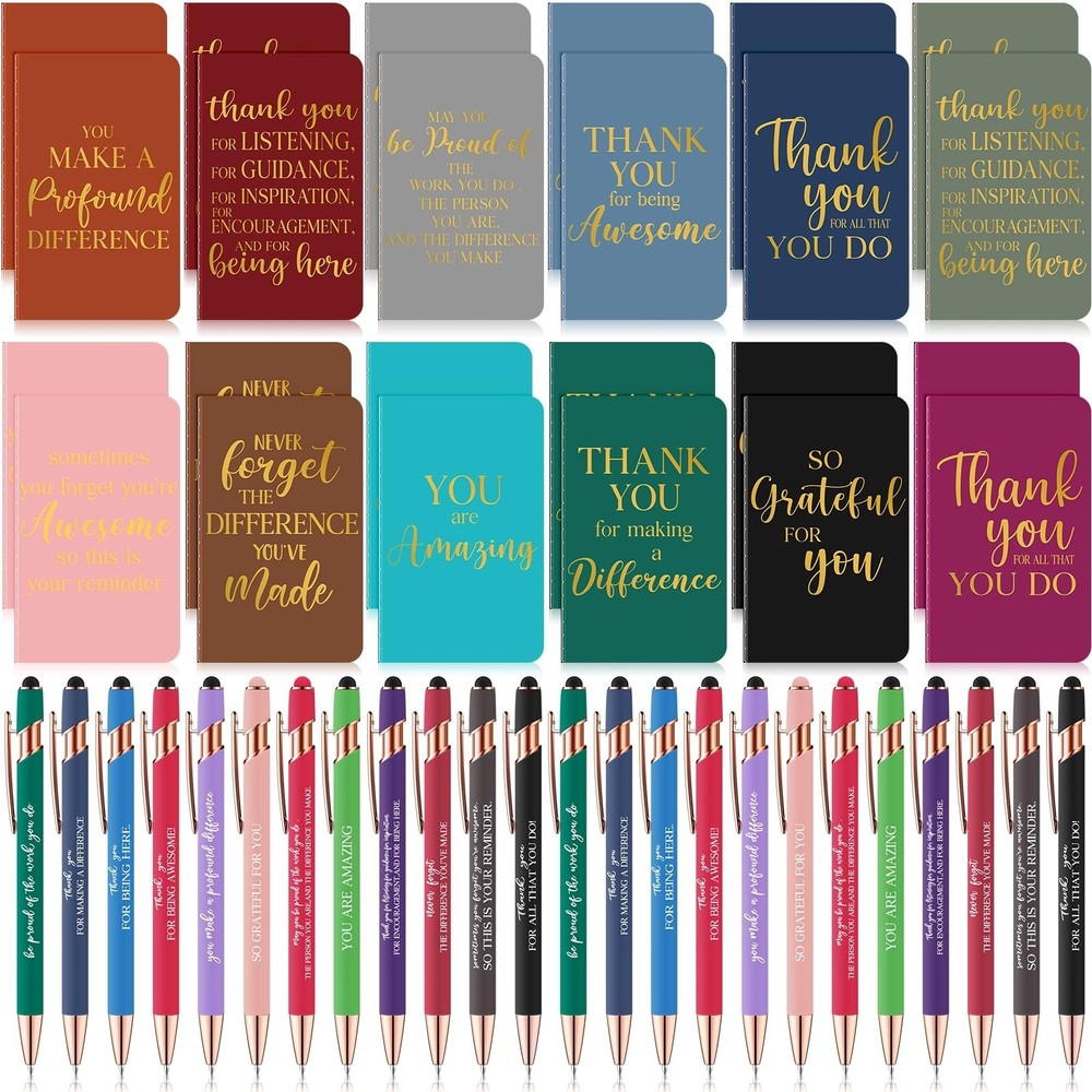 48 Pcs Thank You Gifts Bulk Motivational Pens Inspirational Notepads Set, Min…