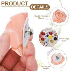 16Pcs Rose Lapel Pin 2 Inch Men’s Flower Boutonnieres Light Pink