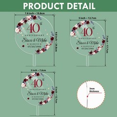 Custom 40th Wedding Anniversary Acrylic Cake Topper Ruby Decoration Gift Parents
