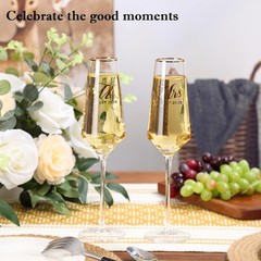 Mr and Mrs Champagne Glasses Set of 2, Long Stem Wedding Champagne Flutes 202…