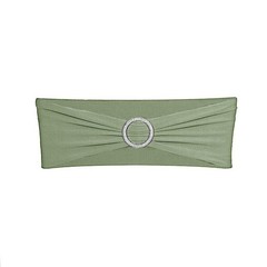 10 Eucalyptus Green Spandex CHAIR SASHES with Silver Round Buckles Wedding