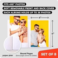 4×6 Photo Albums Set of 8 Mini Paper Plan Each Holds 36 Portrait Landscape Pictu