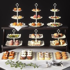 10 Pack Dessert Stand Set – 3 Two-Tier & 3 Three-Tier Cupcake Holders, Cookie Tr