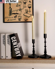 Homemory 6 Pack Flameless Taper Candles, No Remote, of 6, Ivory 6