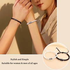 Matching Bracelets for Couples Anniversary Couple Gift Soulmate(White & Black)