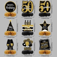 9 Pieces 50th Birthday Decorations Centerpieces for Tables