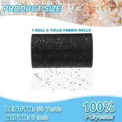 Tulle Fabric Rolls 6″ by 50 Yards Fabric Spool Tulle for DIY, Black
