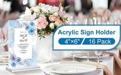 Acrylic Sign Holder, Clear Double Sided Clear Table Menu Vertical Display