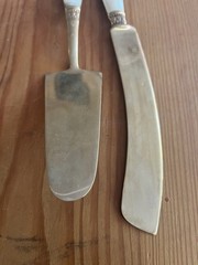 Pair Of Brass Bone vintage Ceremonial Buddha Cake Knife, And Cake Server