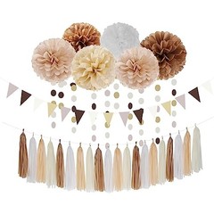 Boho Baby-Shower White-Brown Champagne Party-Decorations Brown White Champagne