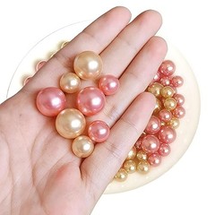 140 Pieces Floating Pearls for Vase Filler Pearl Beads No Hole Vase Gold, pink