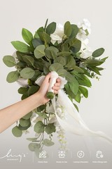 White Bridal Bouquet Cascading, White Wedding Bouquets for Bride, 13 Inch Ivo…