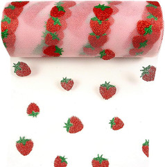 Shiny Strawberry Glitter Tulle Rolls 6 Inch X 10 Yards Pink for Table Runner