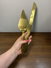 Seellodge stainless steel wedding knife and spatula set Gold Plated