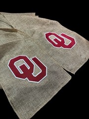 University of Oklahoma (OU) Burlap Chair Sash / Wreath Sash (2 Logos) 55k Stitch
