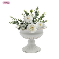 10 Pack Metal Vase Small Table Decor White Gold Wedding Centerpiece Flower Vase
