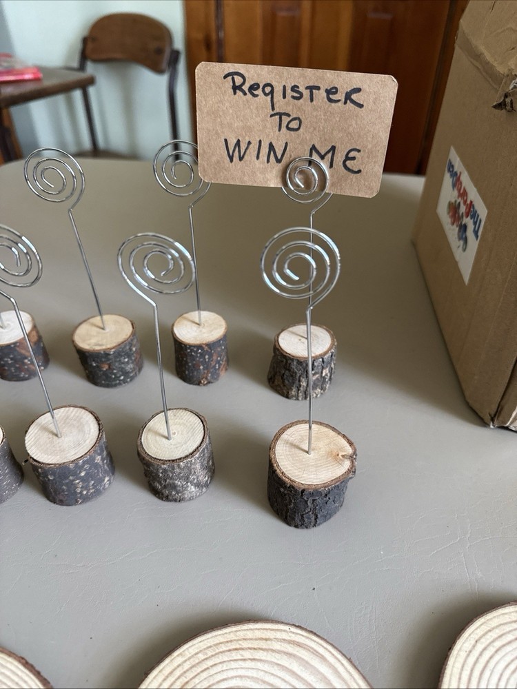 Table Number/Card Holder Metal & Wood Base Set Of 12 Boho Farmhouse